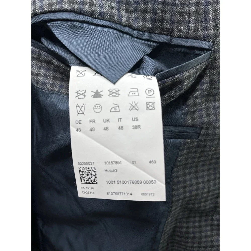 Hugo Boss Hutch3 Men 38R Blazer Wool Check Suit Jacket Coat